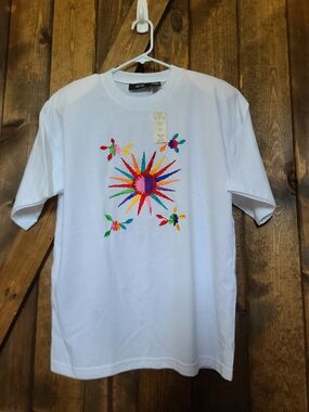 Vintage PASTA Embroidered Sun Tee Deadstock NWT Women's M 80s/ 90s Shoulder Pads